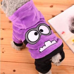 Funny Dog Clothes Warm Fleece Costume For Small Dogs Stunning Pets Purple L