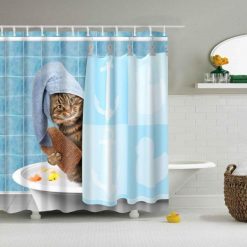 Funny Unique Cat Taking a Bath Shower Curtain Stunning Pets