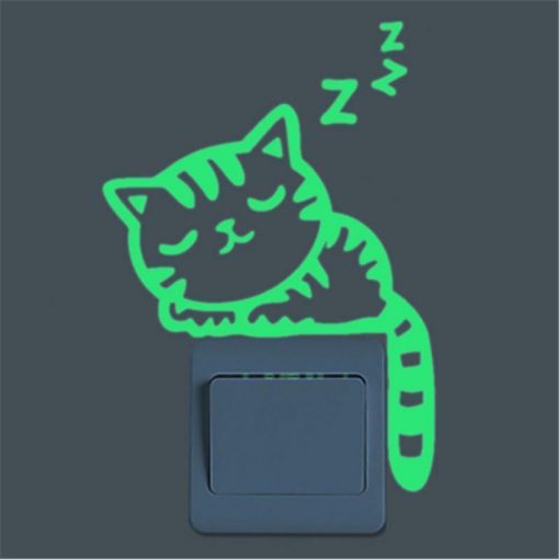 Glow in the Dark Stickers Sleepy Cat Switch Sticker Stunning Pets