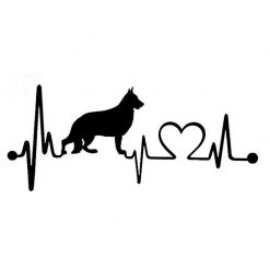 Heartbeat German Shepherd Dog Car Sticker Glamorous Dogs Black