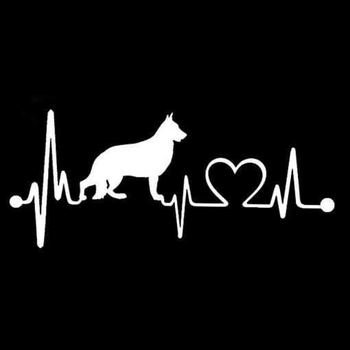 Heartbeat German Shepherd Dog Car Sticker Glamorous Dogs White