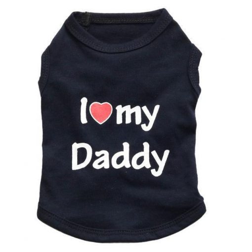 I Love Mommy/Daddy Soft Cotton Cat/Puppy Vest Outfit Stunning Pets Black Daddy L