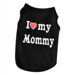 I Love Mommy/Daddy Soft Cotton Cat/Puppy Vest Outfit Stunning Pets Black Mommy L 