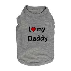 I Love Mommy/Daddy Soft Cotton Cat/Puppy Vest Outfit Stunning Pets Grey Daddy L 