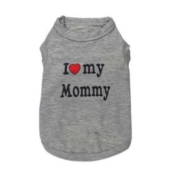 I Love Mommy/Daddy Soft Cotton Cat/Puppy Vest Outfit Stunning Pets Grey Mommy L 