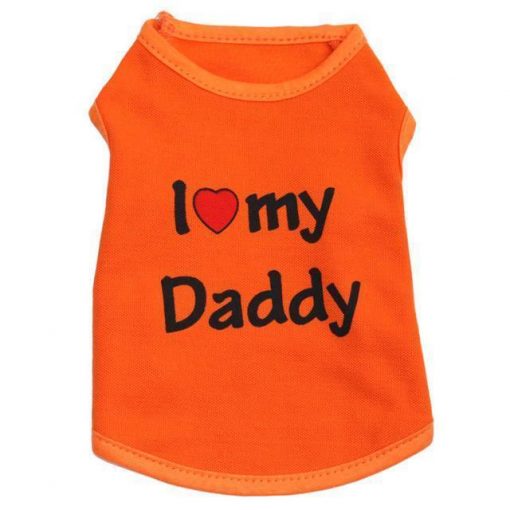I Love Mommy/Daddy Soft Cotton Cat/Puppy Vest Outfit Stunning Pets Orange Daddy L