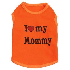 I Love Mommy/Daddy Soft Cotton Cat/Puppy Vest Outfit Stunning Pets Orange Mommy L 