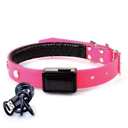 Keep them Visible with the Solar Chargeable LED Collar Stunning Pets Pink S