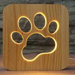 LED Night Light Wooden Lamp |Gift Idea for Pet Lovers July Test GlamorousDogs Dog Paw Lamp 
