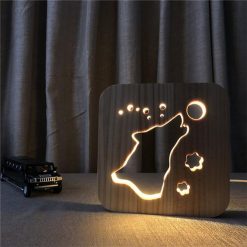 LED Night Light Wooden Lamp |Gift Idea for Pet Lovers July Test GlamorousDogs Howling Dog Lamp 