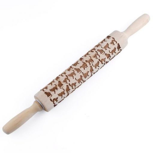 MAMA'SBAKING™: Embossed Rolling Pin Bakery, Make Your Baking Look As Delicious As it Tastes Cat Dog Christmas GlamorousDogs 17'' Cats