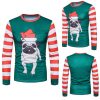  Men Autumn Winter Xmas Christmas PrintingTop Men's Long-sleeved T-shirt Blouse Stunning Pets Multicolor L 