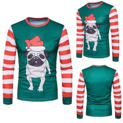 Men Autumn Winter Xmas Christmas PrintingTop Men's Long-sleeved T-shirt Blouse Stunning Pets Multicolor L