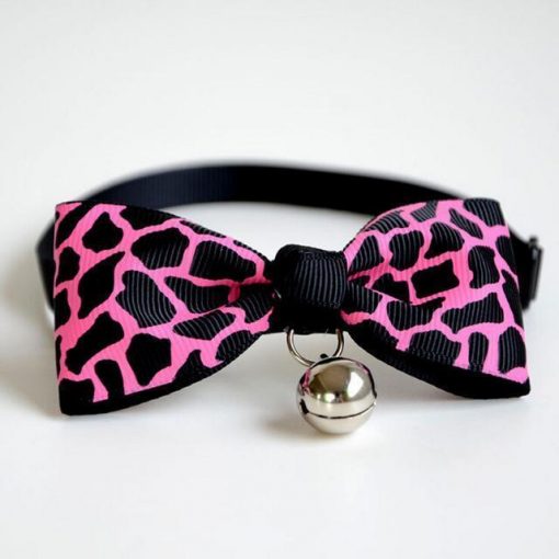 New Lovely Adjustable 6 Colors Plaid Leopard Print with Bell Necklace Stunning Pets Pink Leopard Adjustable