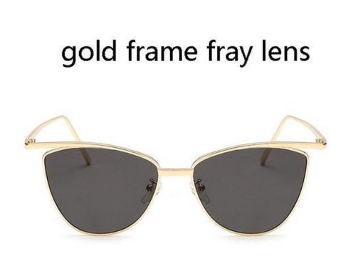 Novelty Cat Eye Sunglasses Stunning Pets gold frame gray