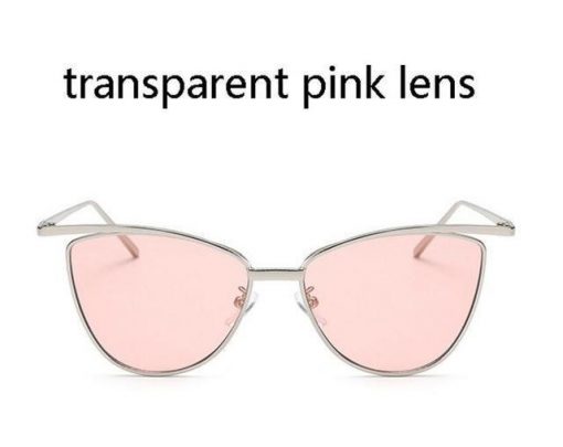 Novelty Cat Eye Sunglasses Stunning Pets silver frame pink