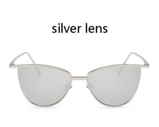 Novelty Cat Eye Sunglasses Stunning Pets silver frame silver