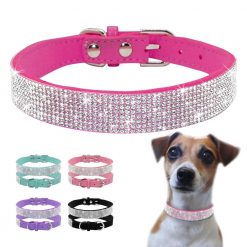 Affordable HQ Leather Rhinestone Dog Collar For Small/Medium Dogs 13