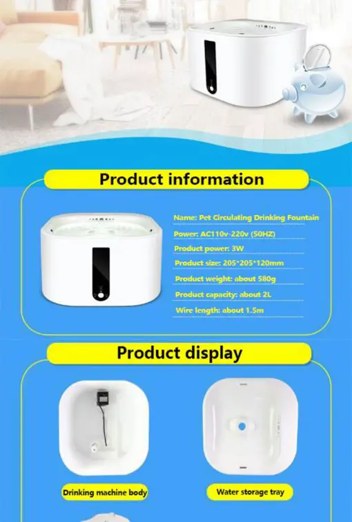 Smart Fully Automatic Drinking Mini Fountain For Pets 5