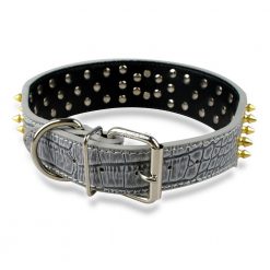 Easy Adjustable Skull Spiked Dog Collar - Made of Strong Leather 17