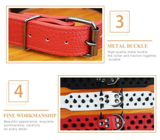 Durable High Quality Spikes Leather Dog Collar (Several Options) 14