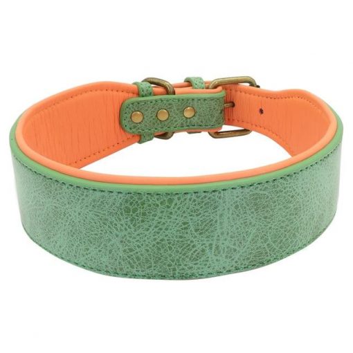 Wide Soft Dog Collar For Medium and Bigger Dogs (Natural Leather) 4
