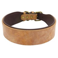 Wide Soft Dog Collar For Medium and Bigger Dogs (Natural Leather) 22