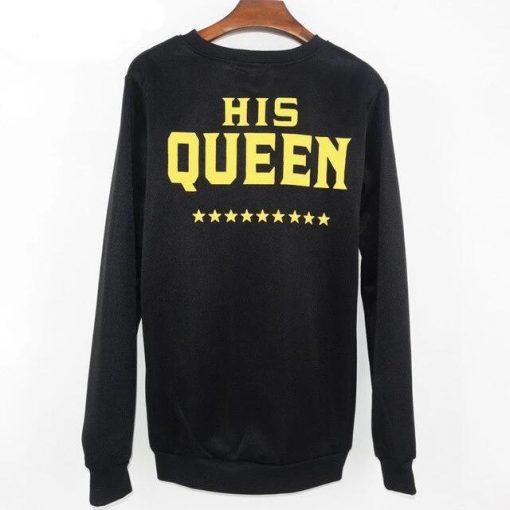 KING QUEEN Letters Print Men Women Lovers Couple Sweatshirt 3