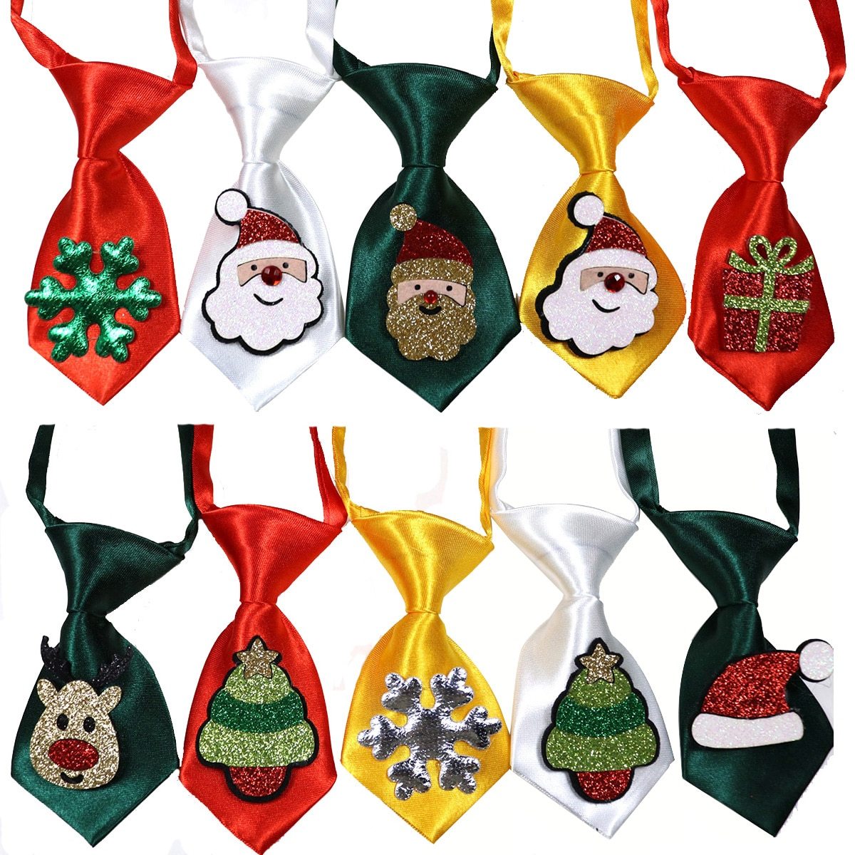 10 Adjustable Christmas Neck Ties For Puppies (soft and colorful)
