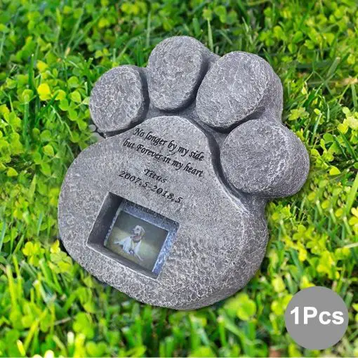 Pet Memorial Rock Garden Paw Plaque Dog Cat Tombstone Cemetery Grave Statue 1