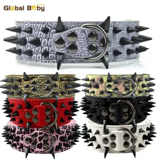 Durable High Quality Spikes Leather Dog Collar (Several Options) 1