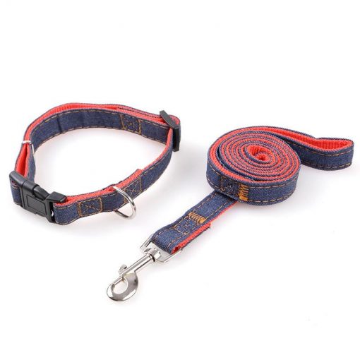 High Quality Jeans Dog Collar And Leash (multiple options) 1