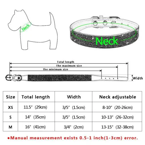 Affordable HQ Leather Rhinestone Dog Collar For Small/Medium Dogs 8
