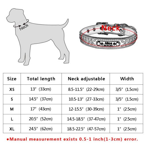Easy Editable Leather Dog Collar - Wide ID Pad 14