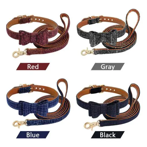 Fashionable Dog Bow Tie Collar and Leash For Smaller and Medium Dogs 4