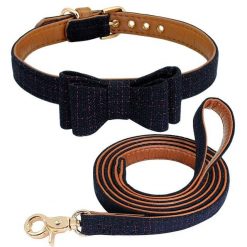 Fashionable Dog Bow Tie Collar and Leash For Smaller and Medium Dogs 14