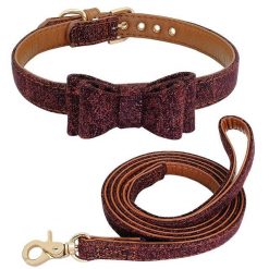 Fashionable Dog Bow Tie Collar and Leash For Smaller and Medium Dogs 17