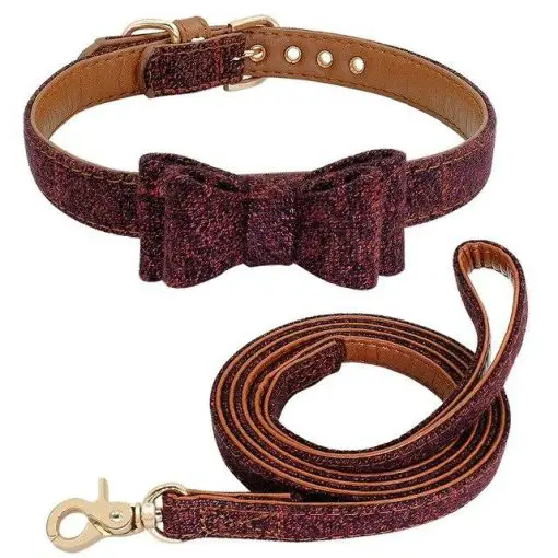 Fashionable Dog Bow Tie Collar and Leash For Smaller and Medium Dogs 9