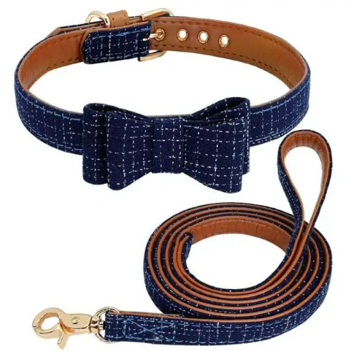 Fashionable Dog Bow Tie Collar and Leash For Smaller and Medium Dogs 8