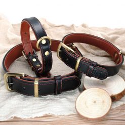 Comfortable Natural Leather Dog Collar - Several Size Options 15