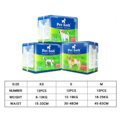 Very Soft Diapers For Male Dogs (adjustable/super absorbent/3 sizes) 8
