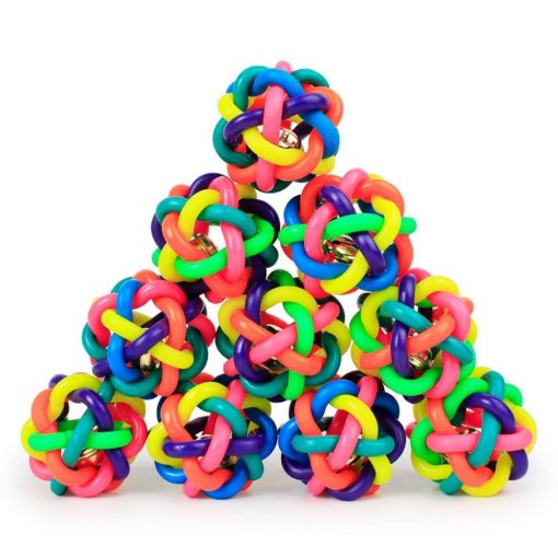 Soft & Durable Pet Chew Toy (2 pcs/rainbow colors/bouncy rubber) 3