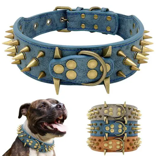 Spiked High Quality Leather Dog Collar For Medium and Bigger Dogs 1