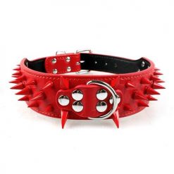 Spiked High Quality Leather Dog Collar For Medium and Bigger Dogs 35