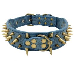Spiked High Quality Leather Dog Collar For Medium and Bigger Dogs 28