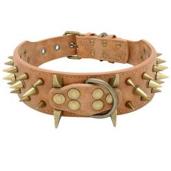 Spiked High Quality Leather Dog Collar For Medium and Bigger Dogs 34