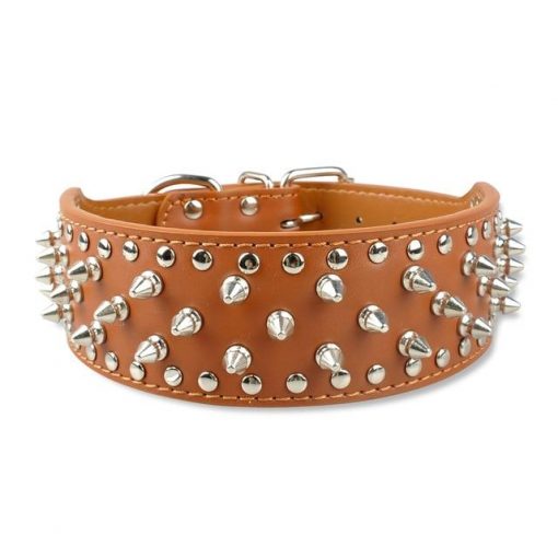 Spiked High Quality Leather Dog Collar For Medium and Bigger Dogs 21