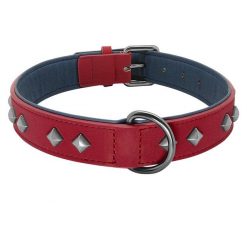 Easily Adjustable Spiked Leather Dog Collar - Medium/Bigger Dogs 18
