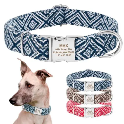 Easy ID personalized Nylon Dog Collar - Large and Soft Collar 1