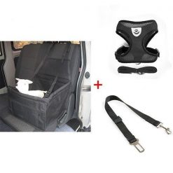 Seat Safety Non-slip Carrier, Harness & Leash Car Boosters Car bundle GlamorousDogs Black S
